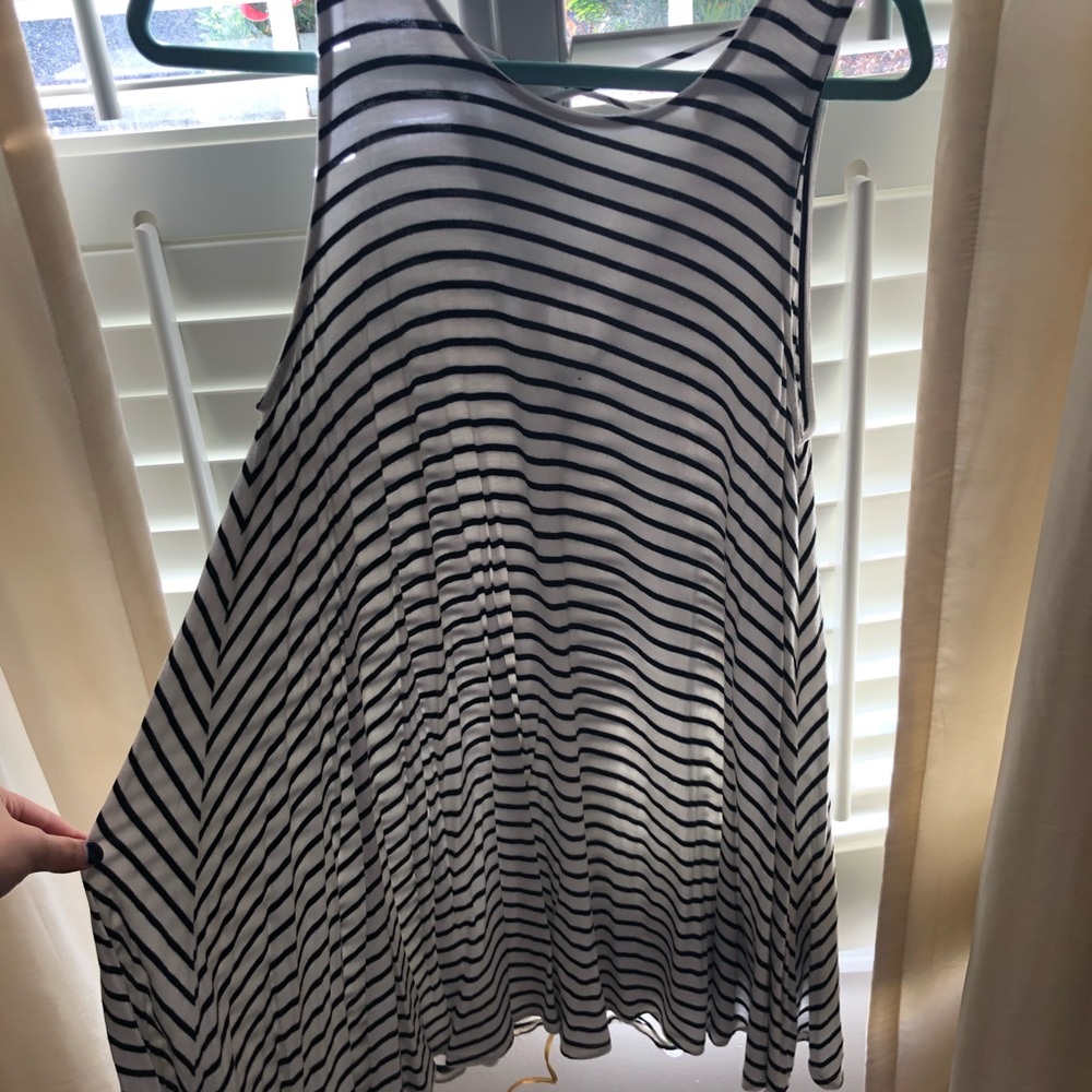 flowy black and white striped dress